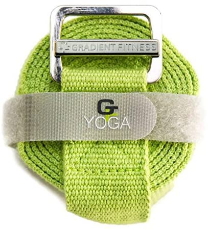 Correa de yoga degradado, hebilla de fácil alimentación sin fricción, correas de mezcla de algodón y poliéster súper suave, guía electrónica. (8 pies)