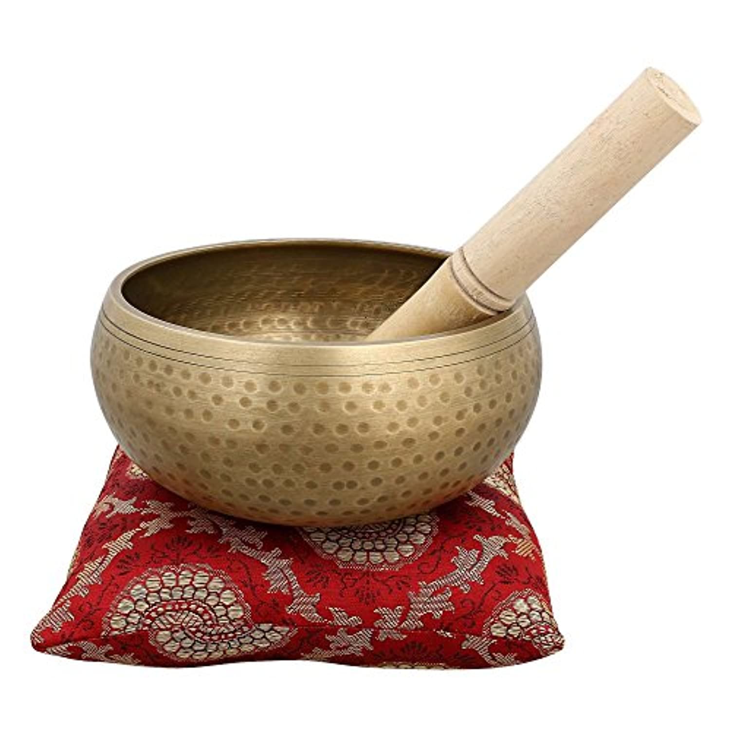 Cuenco tibetano budista grande con cojín de la India para meditación sanación sonido oración percusión instrumento musical 5 pulgadas