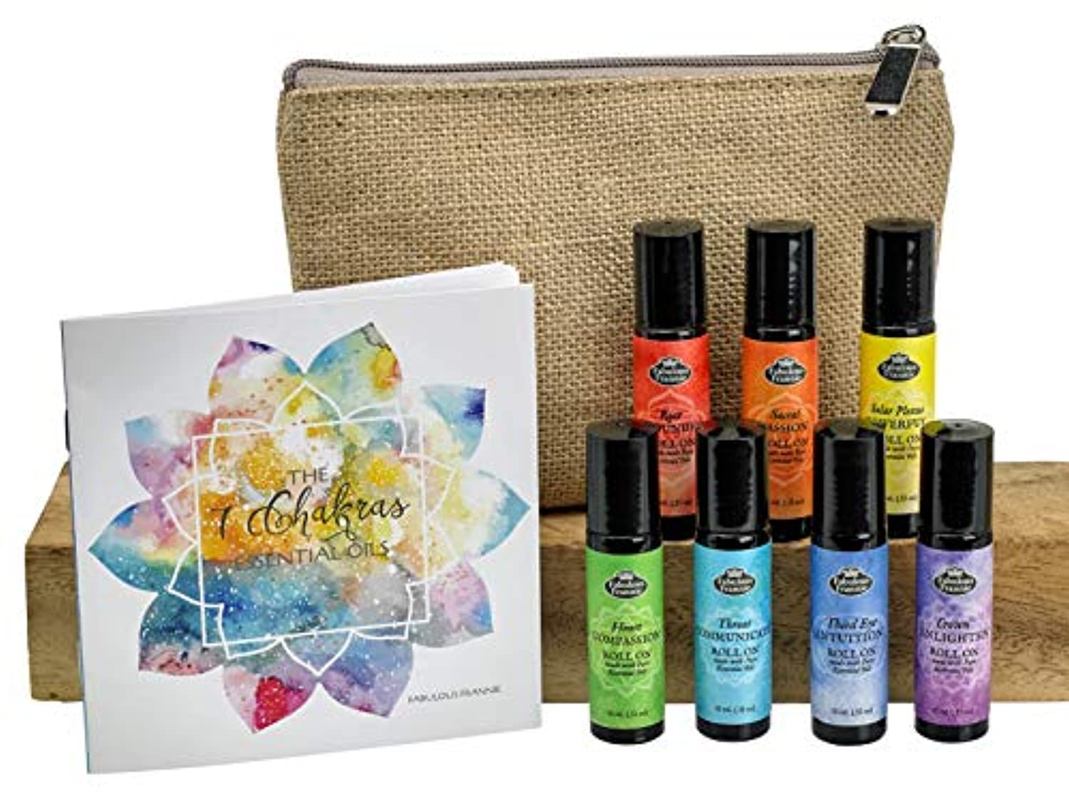 Chakra prediluido Roll On Set Completo con bolsa de viaje fabricado con Pure Essentials oilsby Fabulous Frannie