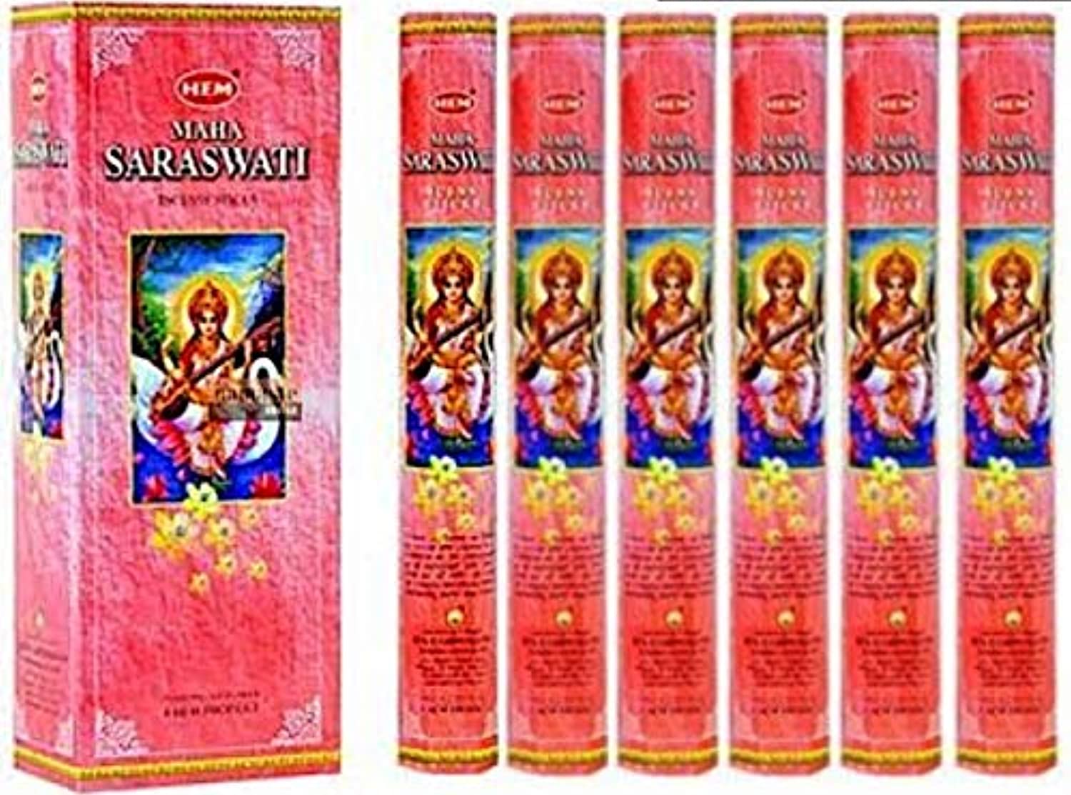 MAHA Saraswati – Caja de seis 20 Gram Tubos (120 varillas de incienso) – dobladillo Incienso