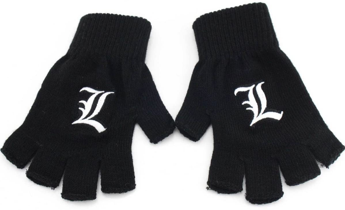 qiroseonly Anime Series Yoga Pilates Ejercicio Fingerless Guantes de agarre guantes de punto negro