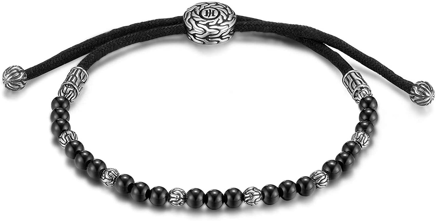 John Hardy - Pulsera de cadena clásica para hombre, diseño de cuentas redondas de plata