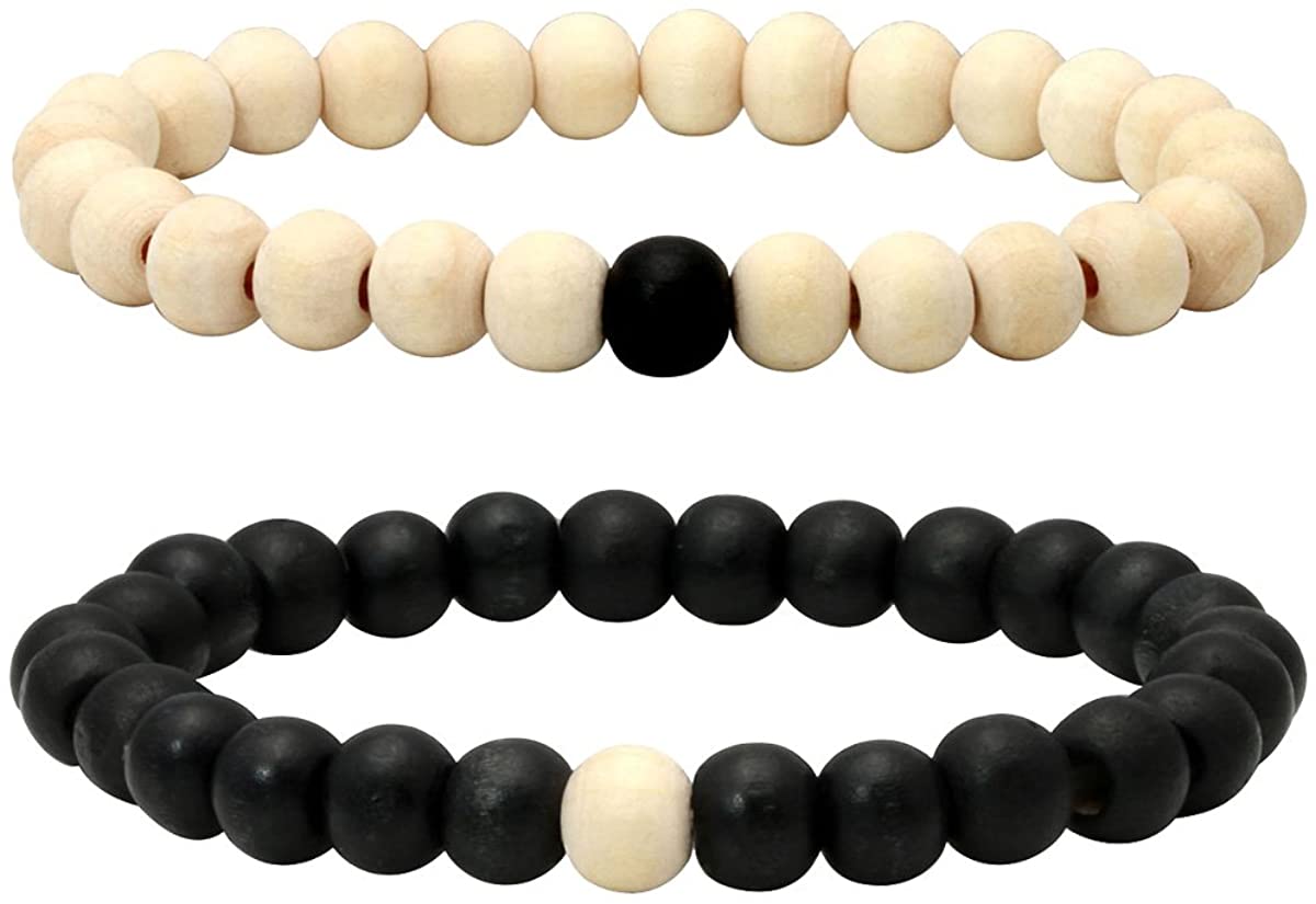 Eigso - Pulsera de cuentas de madera de 0.315 in para meditación con cuentas tibetanas de Buda para hombres y mujeres
