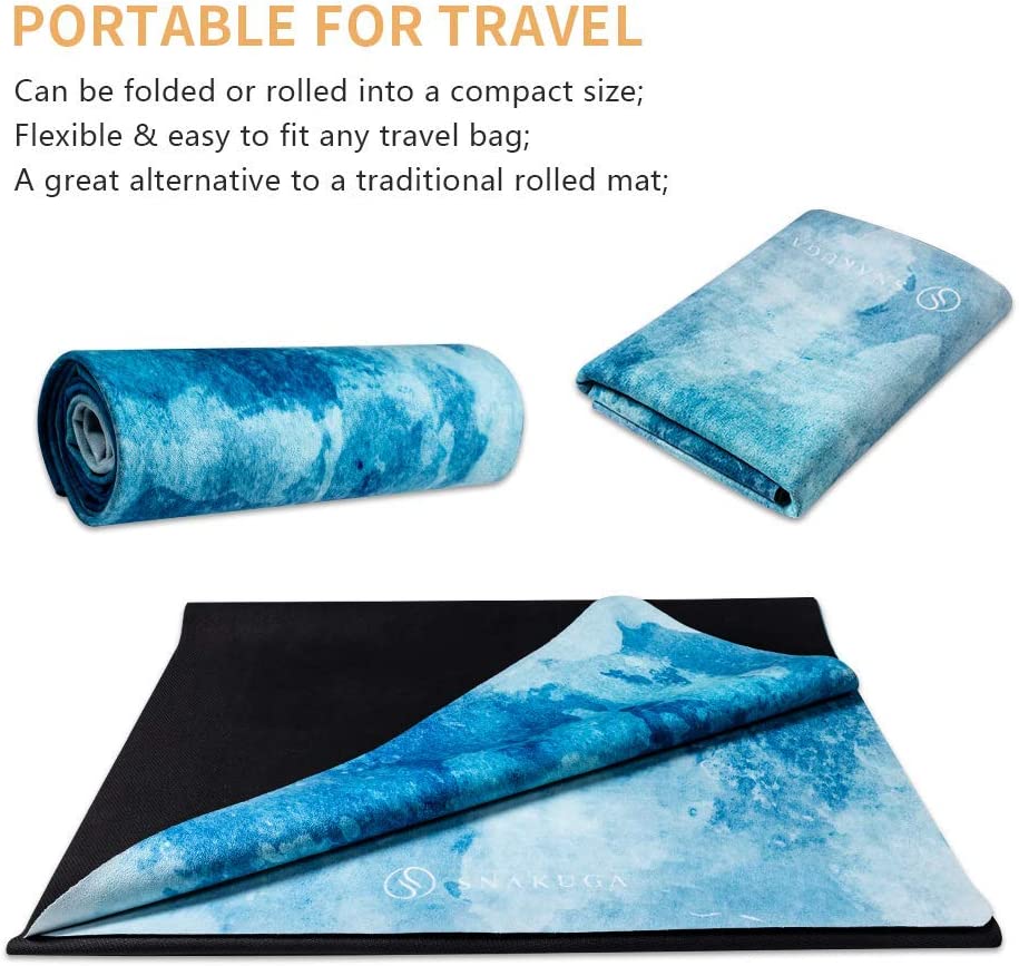 Esterilla de yoga SNAKUGA, esterilla de ante antideslizante con bolsa de transporte, esterilla de fitness multiusos con superficie antidesgarro de alta densidad para mujeres, ideal para entrenamiento de pilates (72