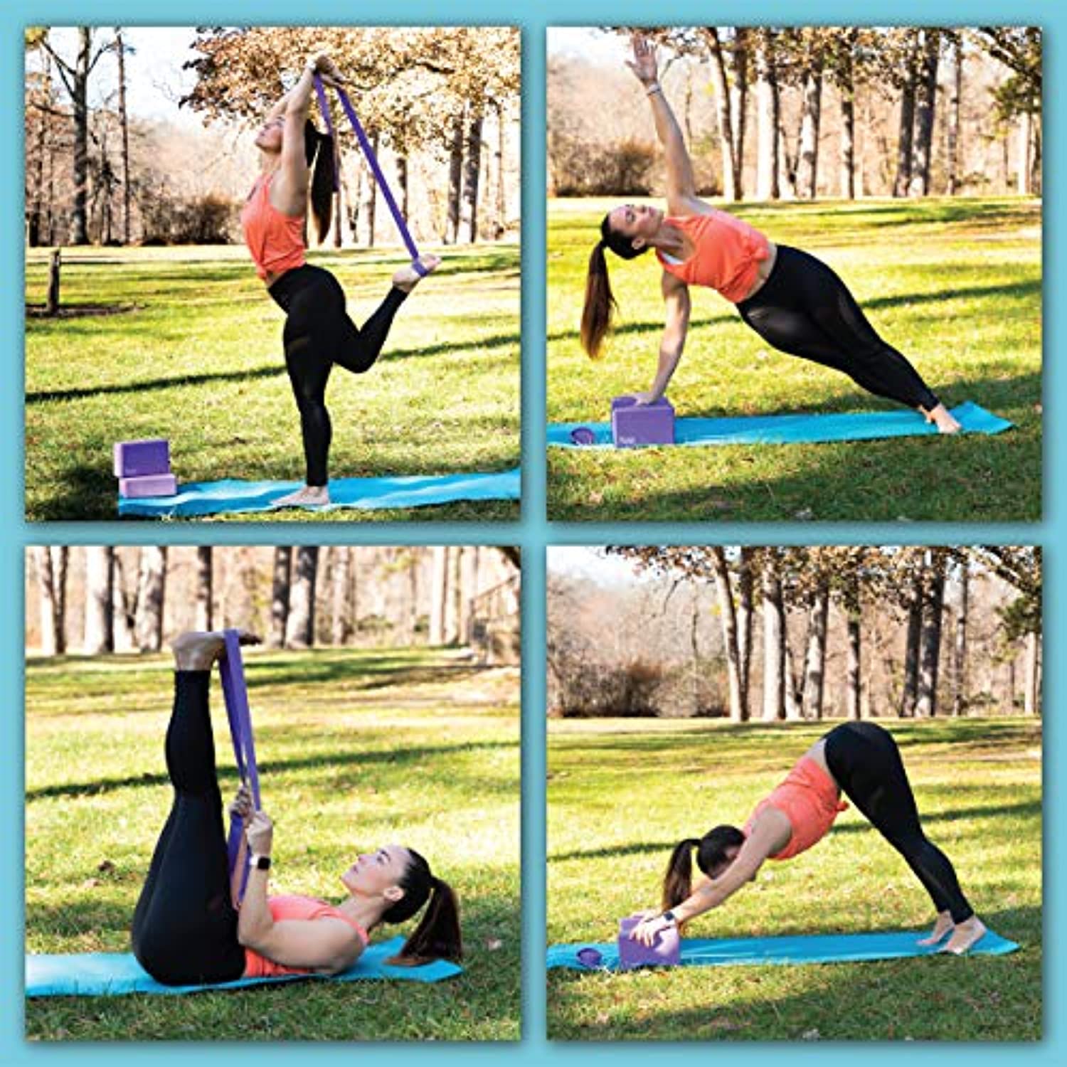 Solofit Bloques de yoga (2) con correa de yoga de 5.9 ft – Bloques de espuma EVA de alta densidad para estiramiento, equilibrio, pilates, bailarines, flexibilidad, mejora la fuerza, ayuda a la flexibilidad y apoyo profundas poses