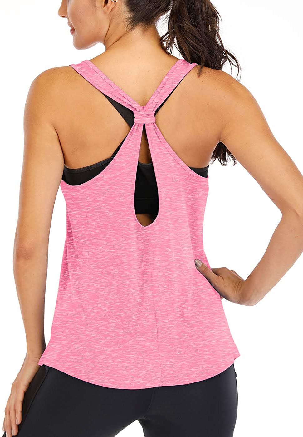 ICTIVE - Camiseta sin mangas de entrenamiento para mujer, para yoga, ajuste holgado, sin espalda, sin espalda, sin espalda, sin mangas, sin mangas, sin espalda, sin mangas, para gimnasio, tops de verano