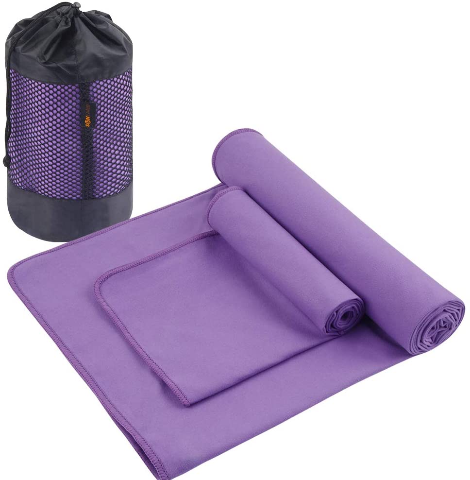SUNLAND Toalla de yoga de microfibra absorbente de sudor suave antideslizante toalla de yoga caliente + toalla de mano 2 en 1 juego con bolsa de transporte, ideal para pilates Hot Yoga Bikram 24 pulgadas x 72 pulgadas