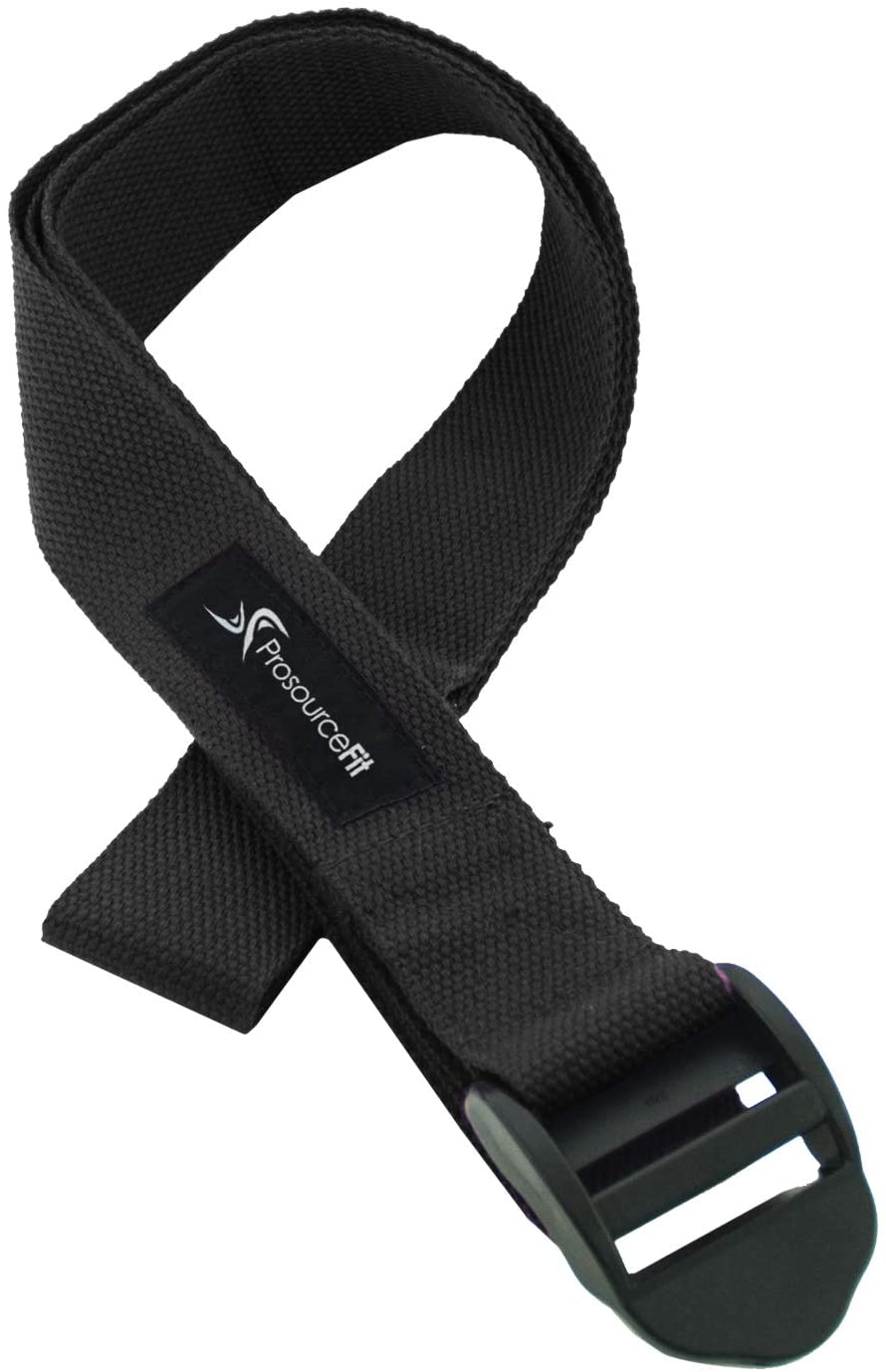 Correa de yoga con hebilla de ajuste Prosource, algodón duradero, 8.0 x 1.5 in para estirar, sostener posturas de yoga y terapia física.