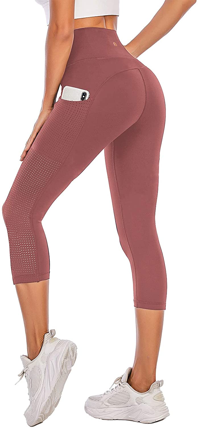 PARWIN - Leggings de yoga de cintura alta para mujer con bolsillos - malla transpirable