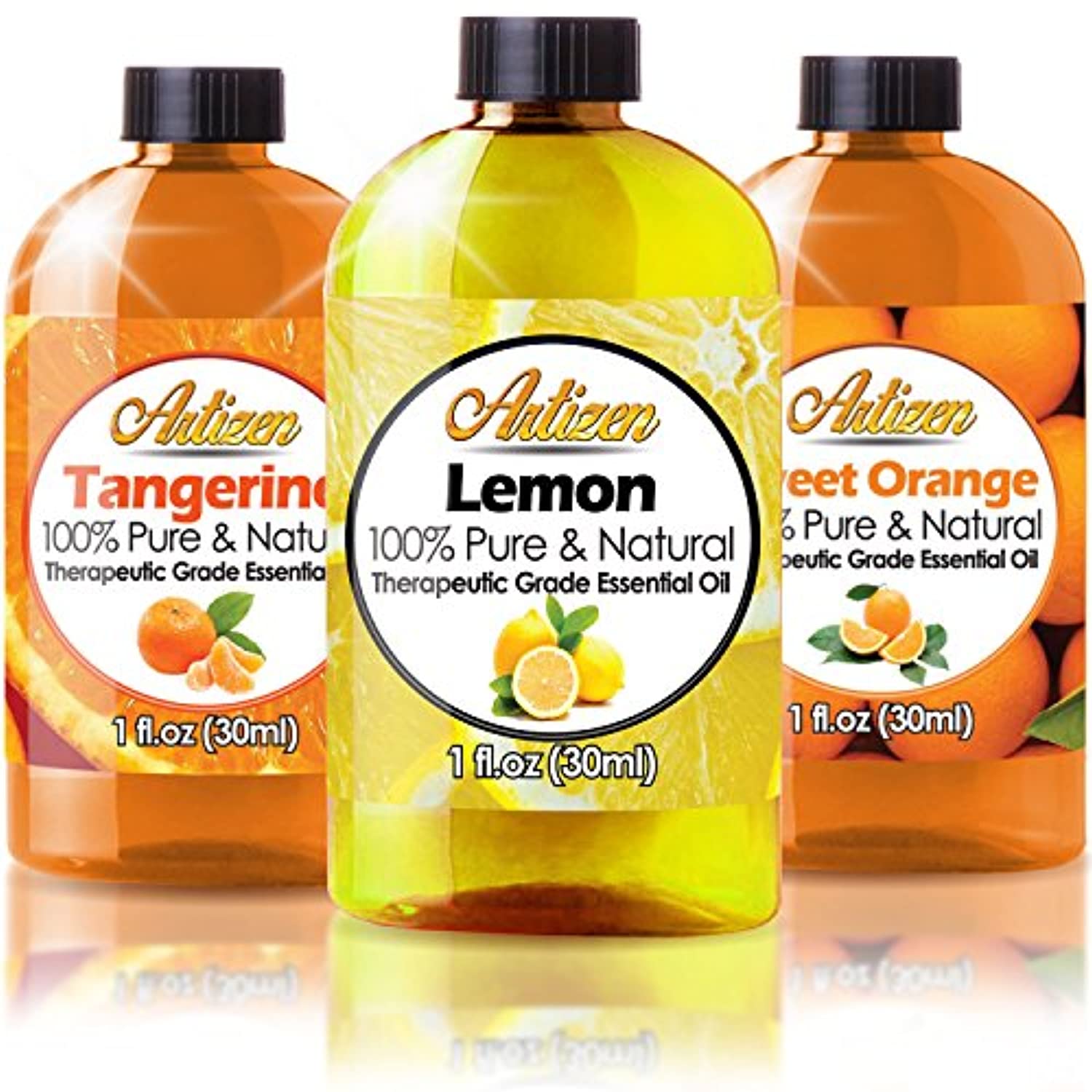 Juego de aceites esenciales cítricos, 3 unidades, 100% puro aceite esencial, naranja dulce, limón y mandarina