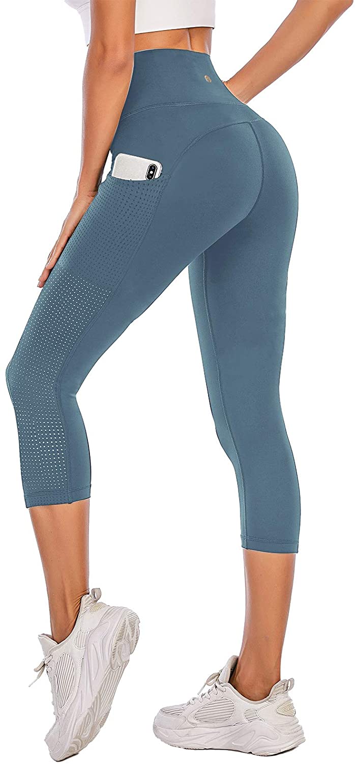 PARWIN - Leggings de yoga de cintura alta para mujer con bolsillos - malla transpirable