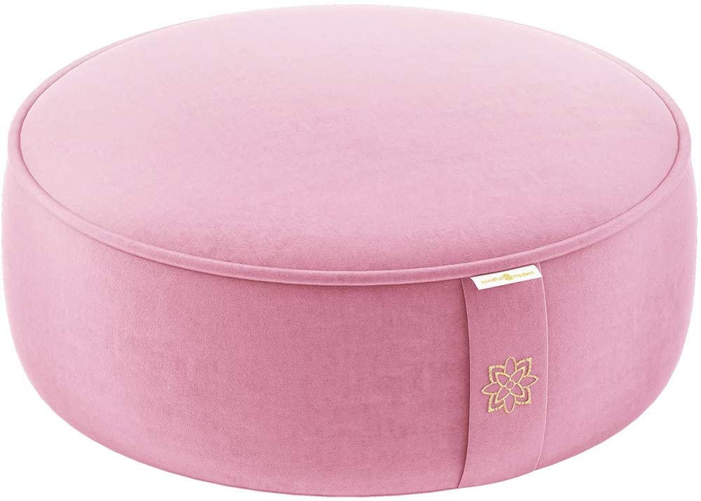 Cojín de meditación de terciopelo Mindful and Modern – Almohada de lujo Zafu para yoga – Almohada grande de meditación de trigo sarraceno con funda extraíble de lujo en seis colores