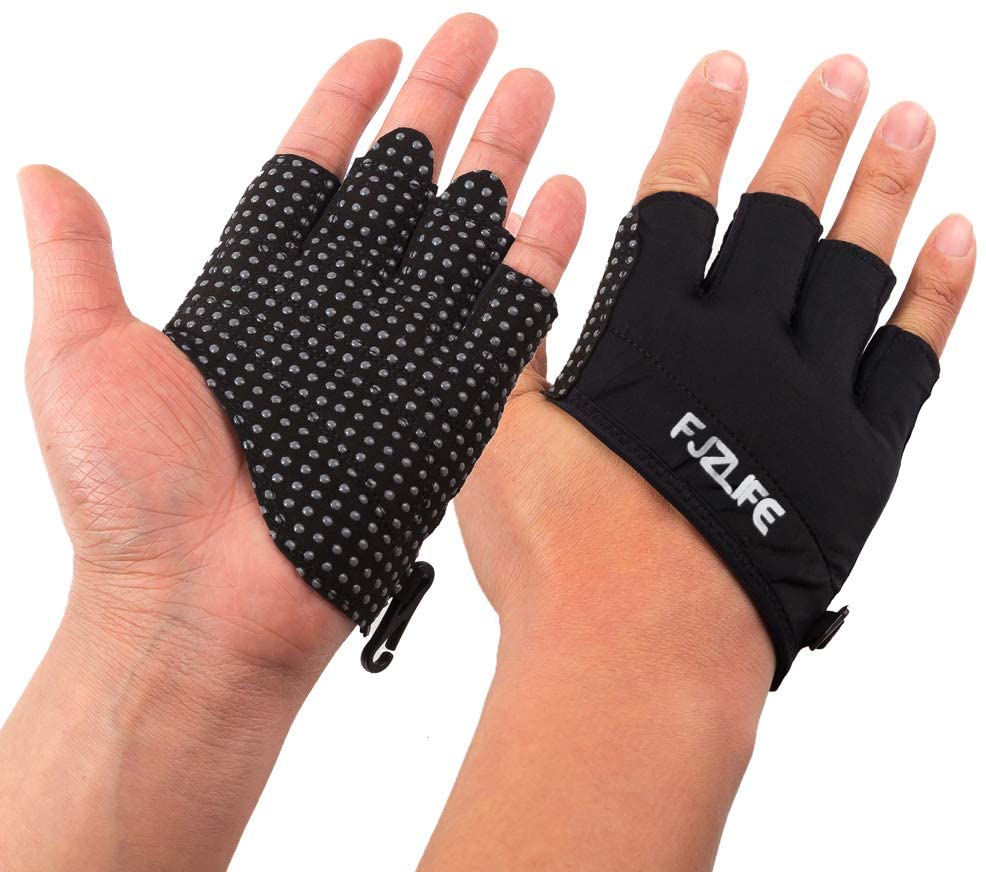 FJZLIFE - Guantes de fitness para entrenamiento cruzado, levantamiento de pesas, ciclismo, culturismo, yoga, dominadas y fitness, palma de agarre de silicona mejorada, mejora tu fitness sin rasgaduras de mano