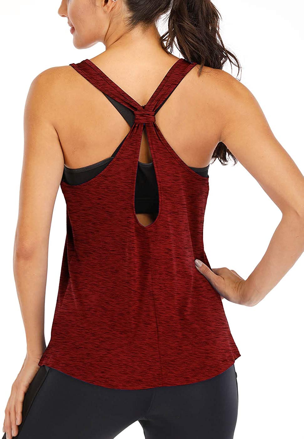 ICTIVE - Camiseta sin mangas de entrenamiento para mujer, para yoga, ajuste holgado, sin espalda, sin espalda, sin espalda, sin mangas, sin mangas, sin espalda, sin mangas, para gimnasio, tops de verano