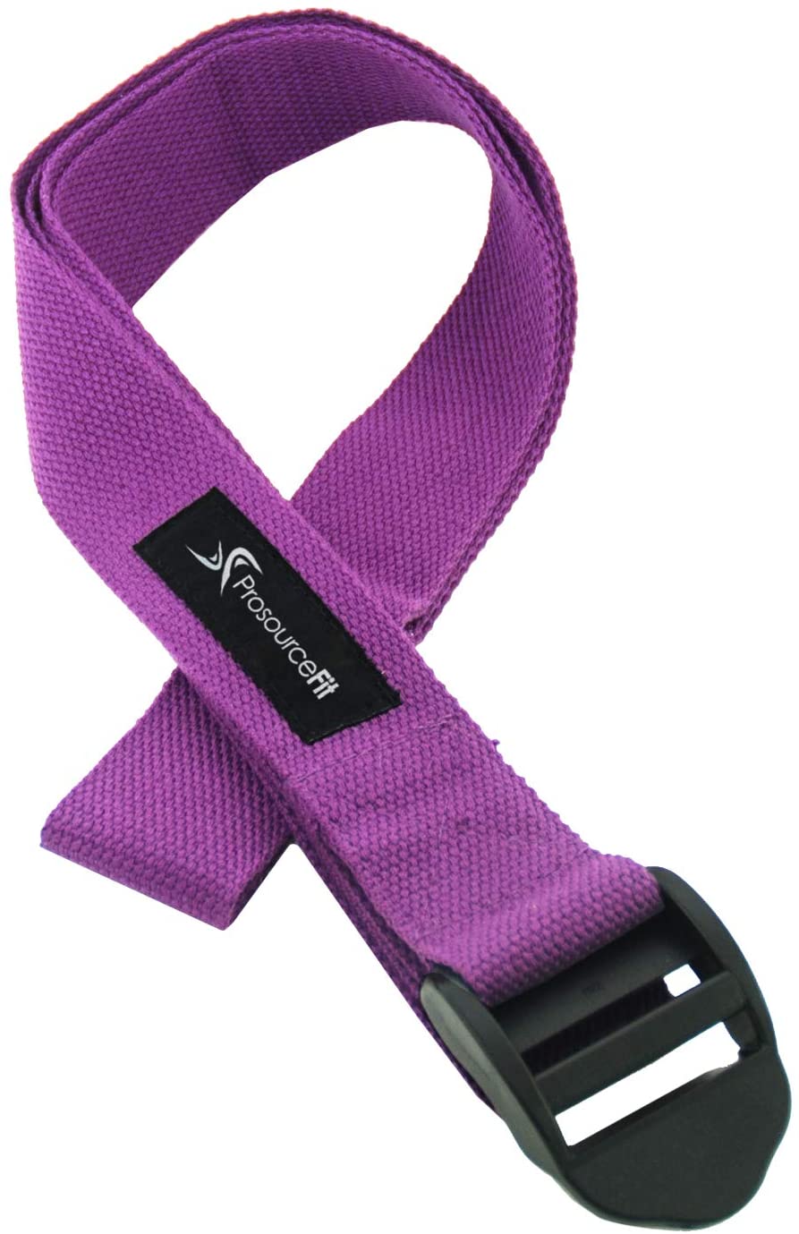 Correa de yoga con hebilla de ajuste Prosource, algodón duradero, 8.0 x 1.5 in para estirar, sostener posturas de yoga y terapia física.