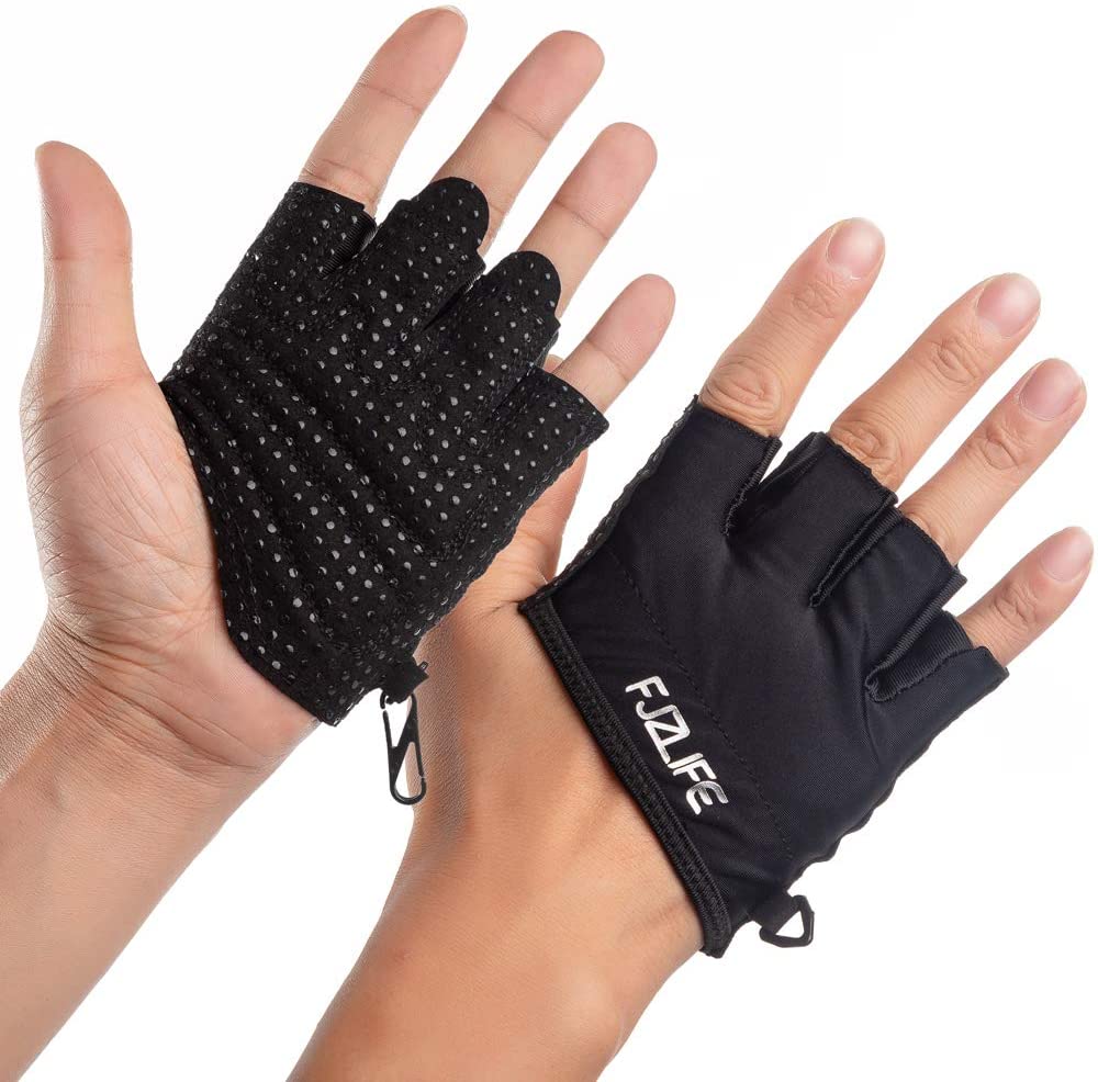 FJZLIFE - Guantes de fitness para entrenamiento cruzado, levantamiento de pesas, ciclismo, culturismo, yoga, dominadas y fitness, palma de agarre de silicona mejorada, mejora tu fitness sin rasgaduras de mano