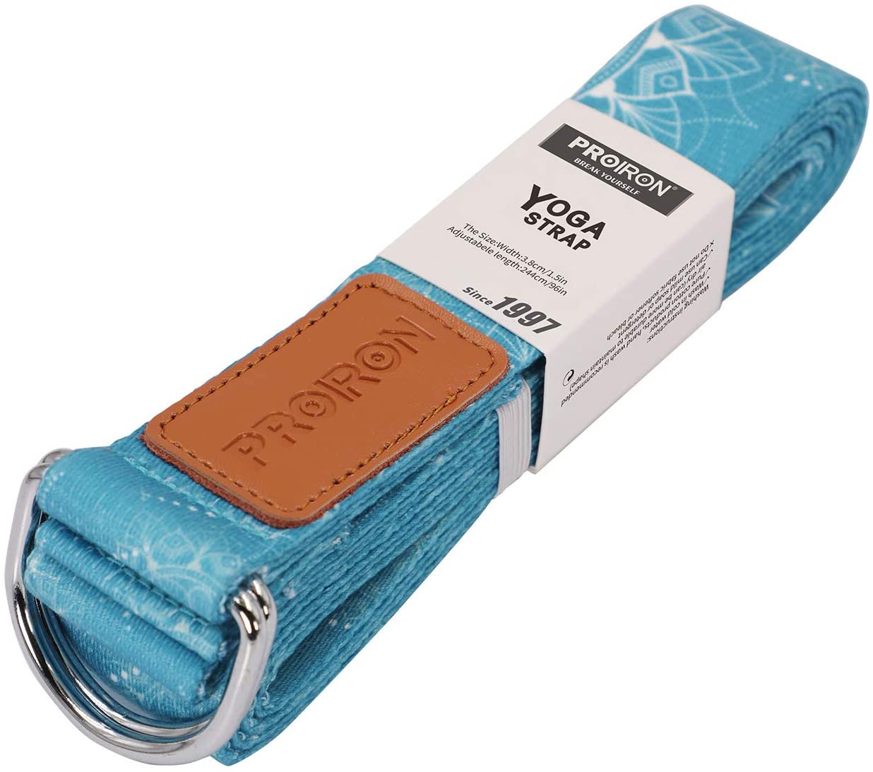 Proiron - Correa de yoga ajustable con hebilla en forma de D para yoga, para fitness, flexibilidad, estiramiento, yoga, pilates, terapia física, 12 pies, correa de algodón resistente