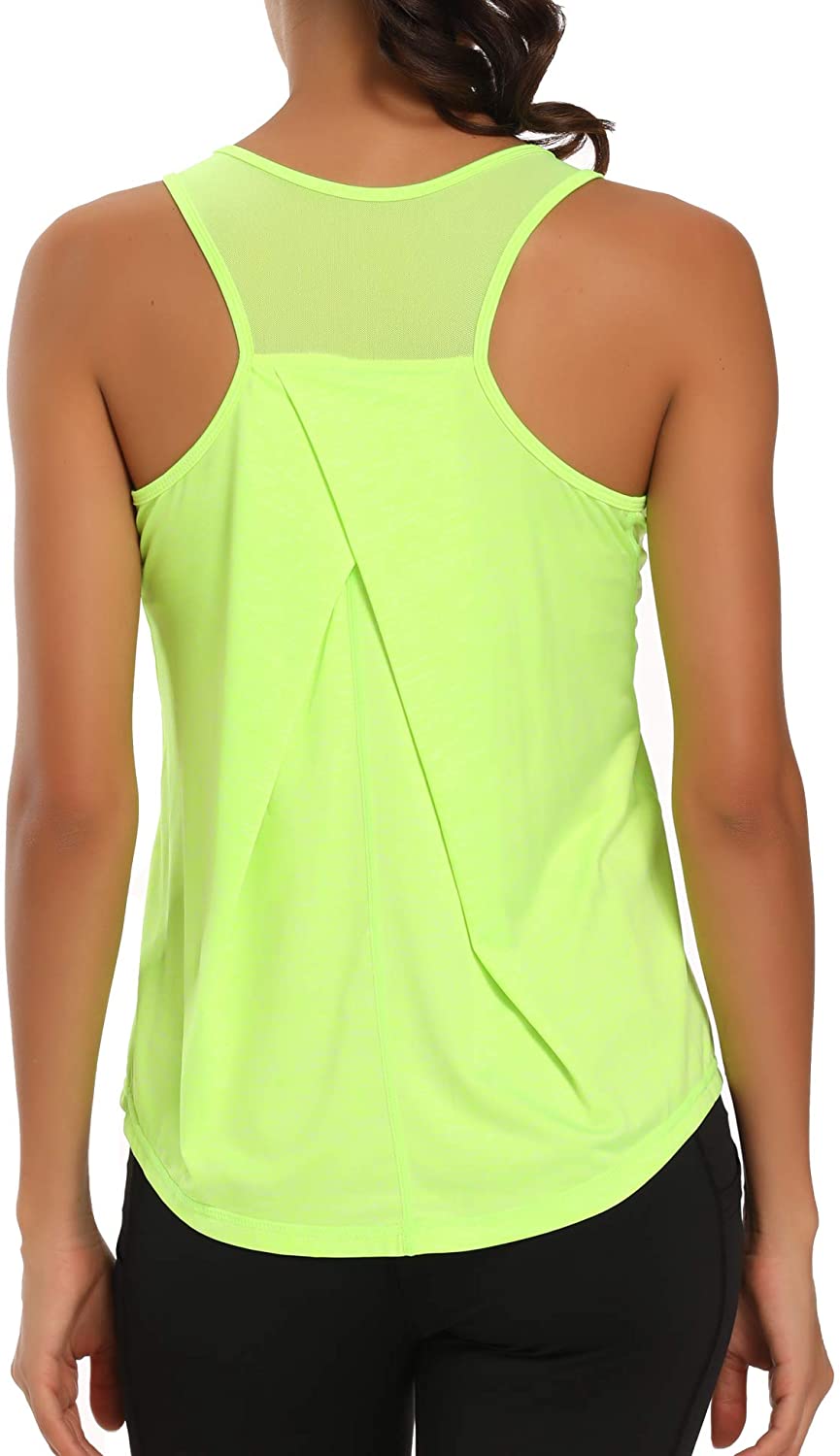 Aeuui - Camisa sin mangas para mujer, deportiva, de malla con espalda cruzada, para yoga, ropa de gimnasio