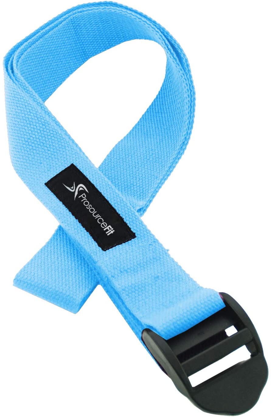 Correa de yoga con hebilla de ajuste Prosource, algodón duradero, 8.0 x 1.5 in para estirar, sostener posturas de yoga y terapia física.