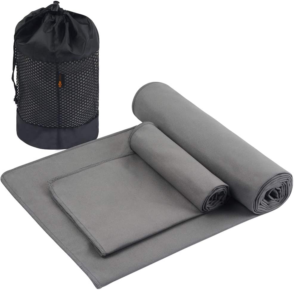 SUNLAND Toalla de yoga de microfibra absorbente de sudor suave antideslizante toalla de yoga caliente + toalla de mano 2 en 1 juego con bolsa de transporte, ideal para pilates Hot Yoga Bikram 24 pulgadas x 72 pulgadas
