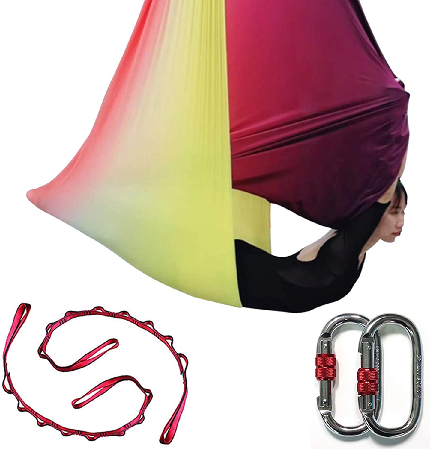 DASKING Deluxe - Juego de hamaca para yoga (16.4 ft, incluye anillo tórico, tela y guía)