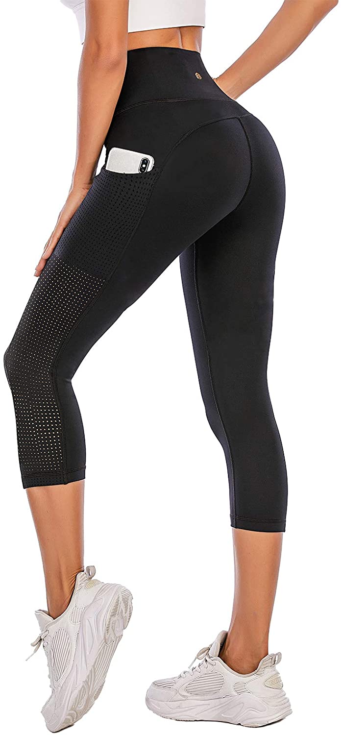 PARWIN - Leggings de yoga de cintura alta para mujer con bolsillos - malla transpirable