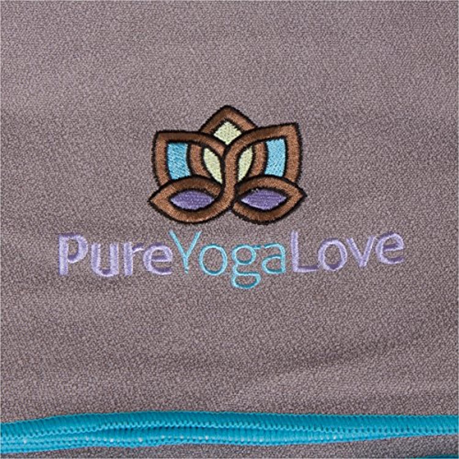 Pure Yoga Love - Toalla de yoga caliente (24.0 x 72) superabsorbente, antideslizante, secado rápido y duradero, mejora el agarre de la Tapete funciona para Bikram, Ashtanga y todo tipo de yoga