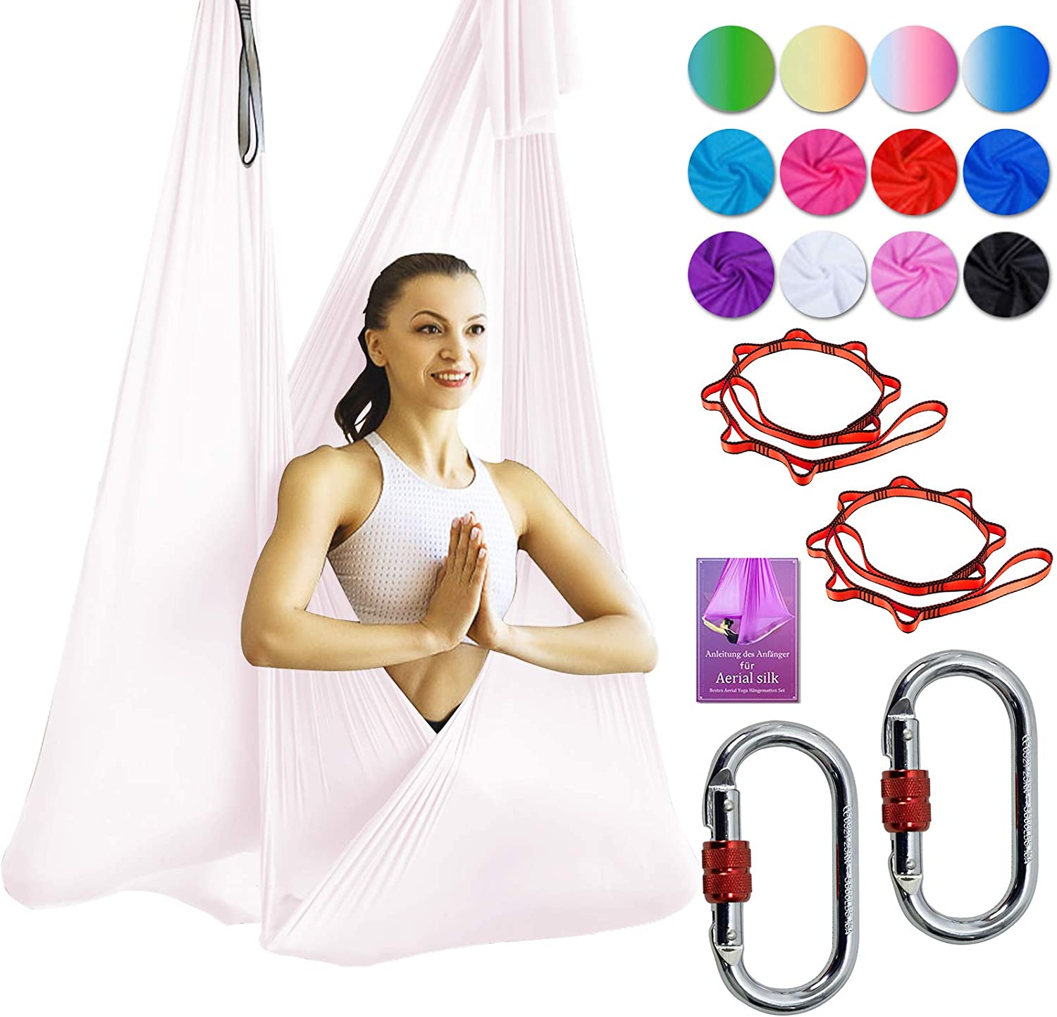 DASKING Deluxe - Juego de hamaca para yoga (16.4 ft, incluye anillo tórico, tela y guía)