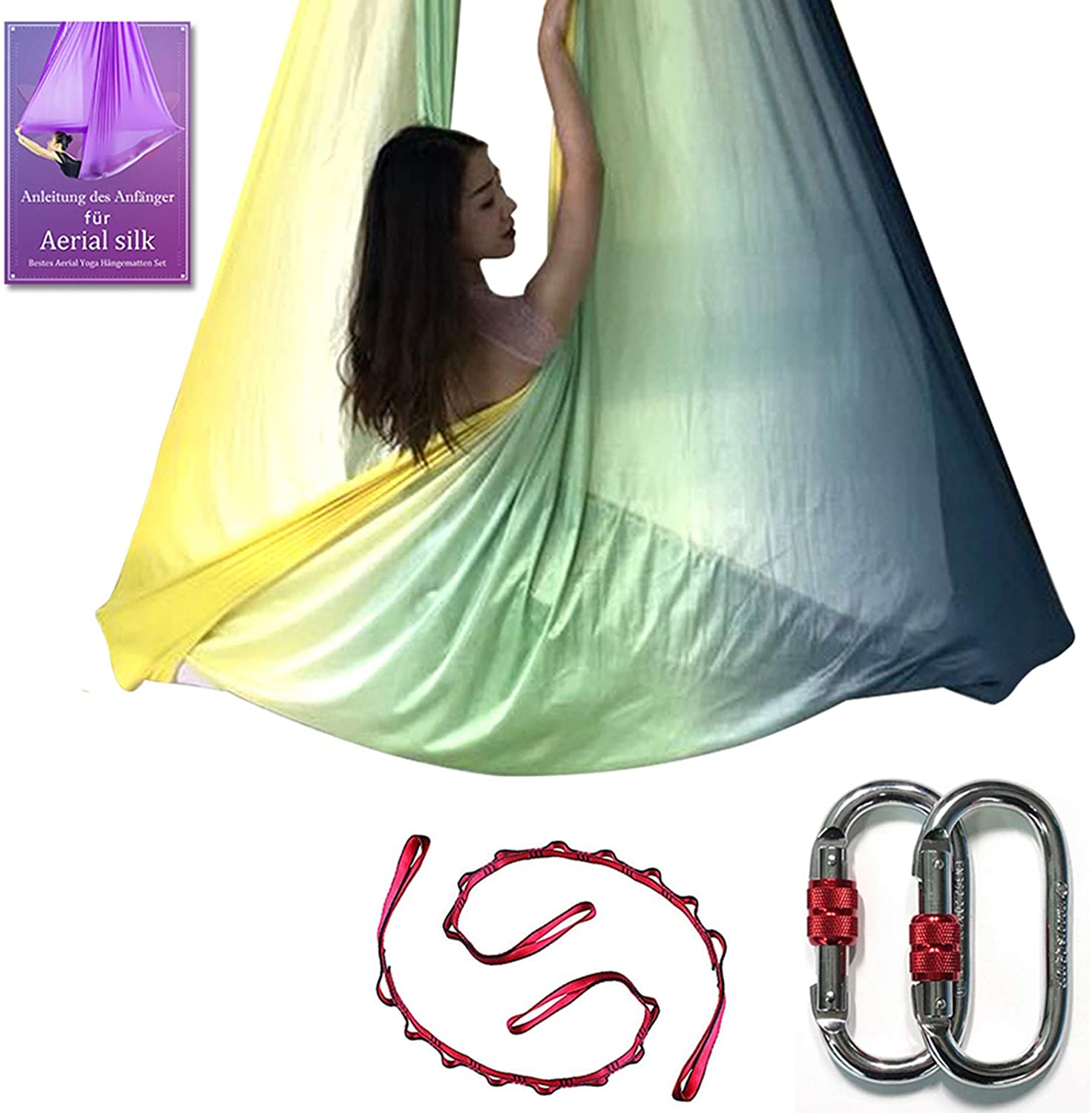 DASKING Deluxe - Juego de hamaca para yoga (16.4 ft, incluye anillo tórico, tela y guía)