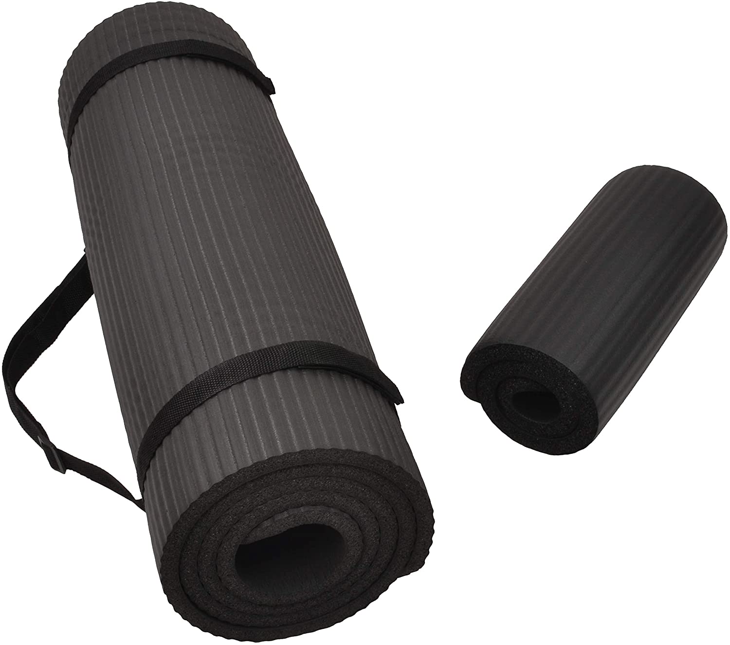 BalanceFrom, Colchoneta multiuso para practicar yoga y arrodillarse, 1/2 in de grosor, extragruesa, alta densidad, antirrotura con correa de transporte