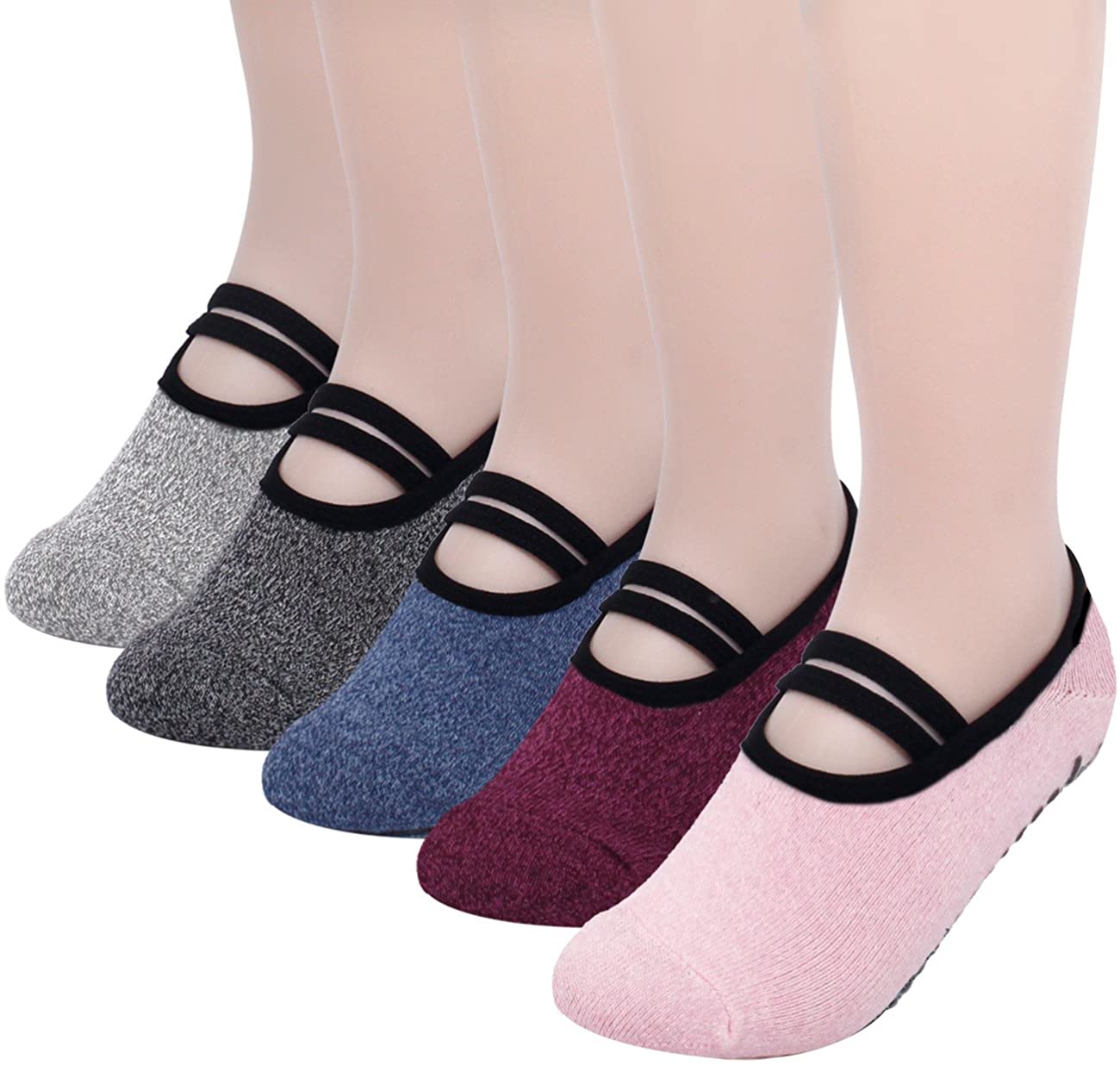 FitExtreme - Calcetines de yoga y pilates para mujer, 3 a 5 pares, antideslizantes, agarre grueso