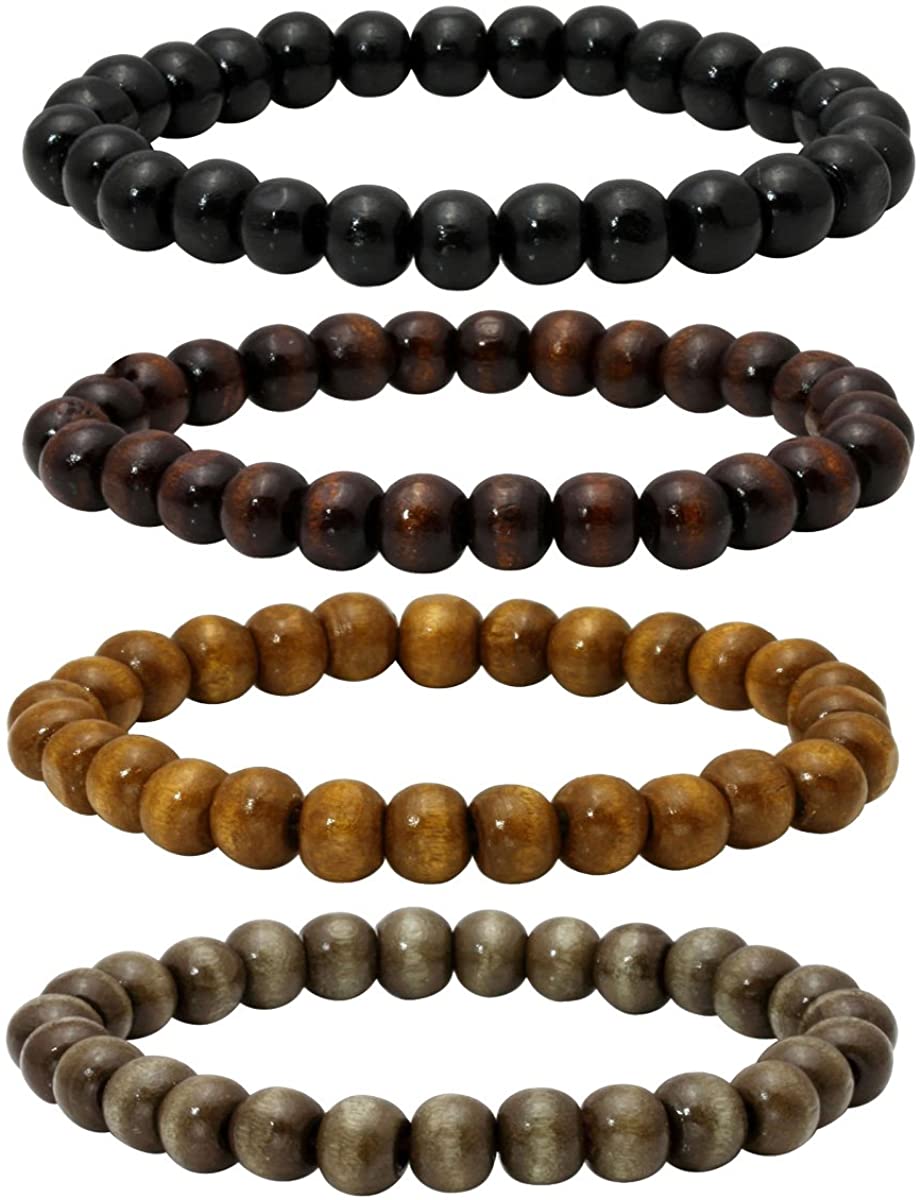 Eigso - Pulsera de cuentas de madera de 0.315 in para meditación con cuentas tibetanas de Buda para hombres y mujeres