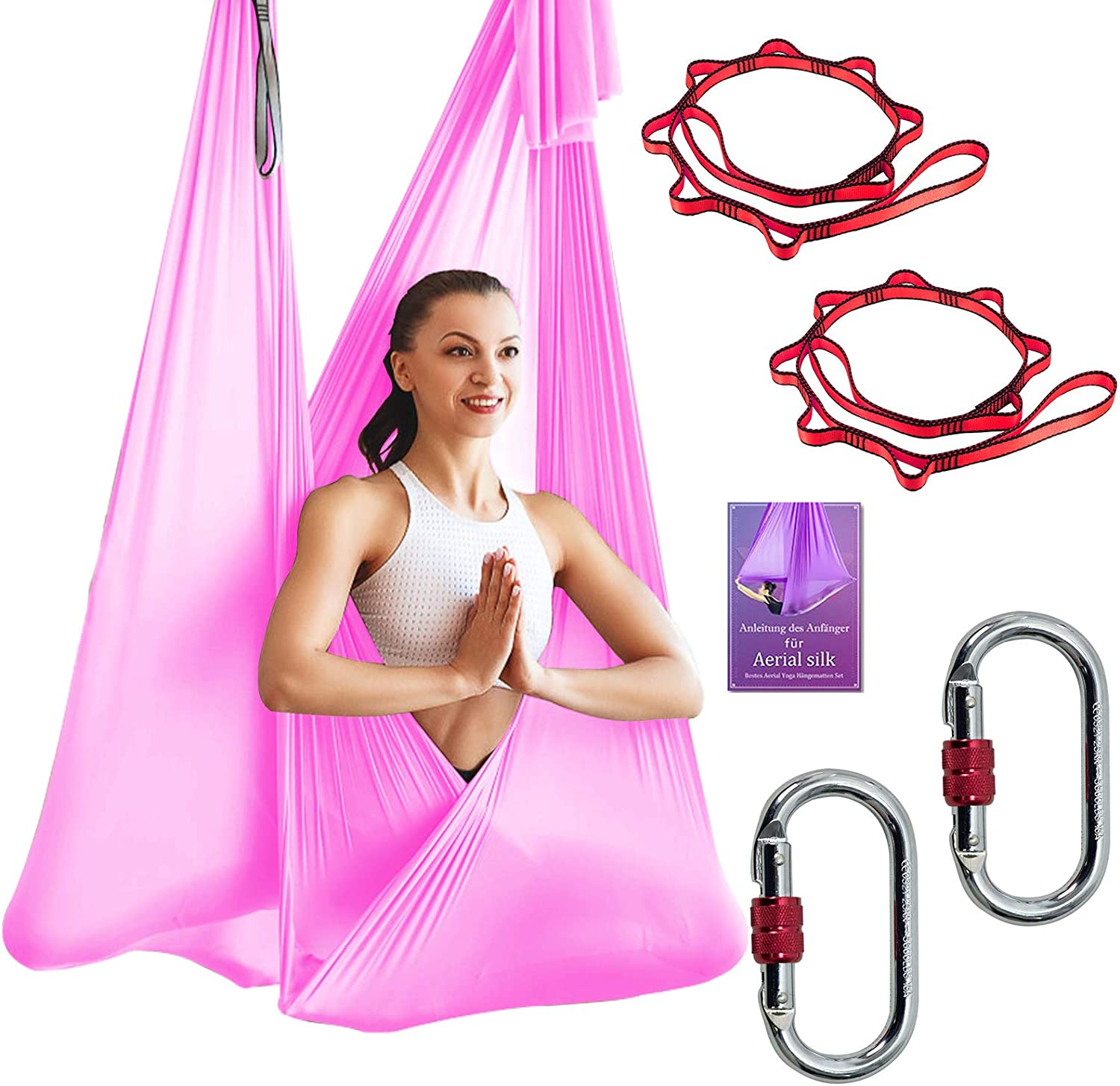 DASKING Deluxe - Juego de hamaca para yoga (16.4 ft, incluye anillo tórico, tela y guía)