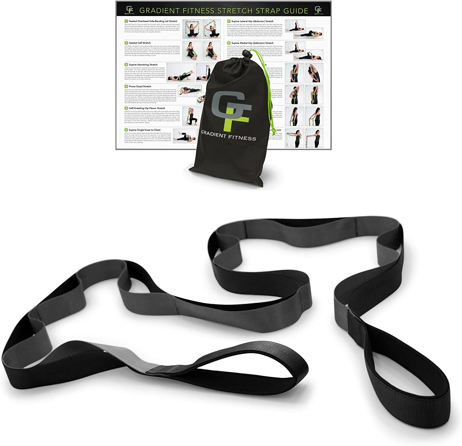 Gradient Fitness - Correa elástica de alta calidad, asas acolchadas de neopreno, 12 bucles, 1.5