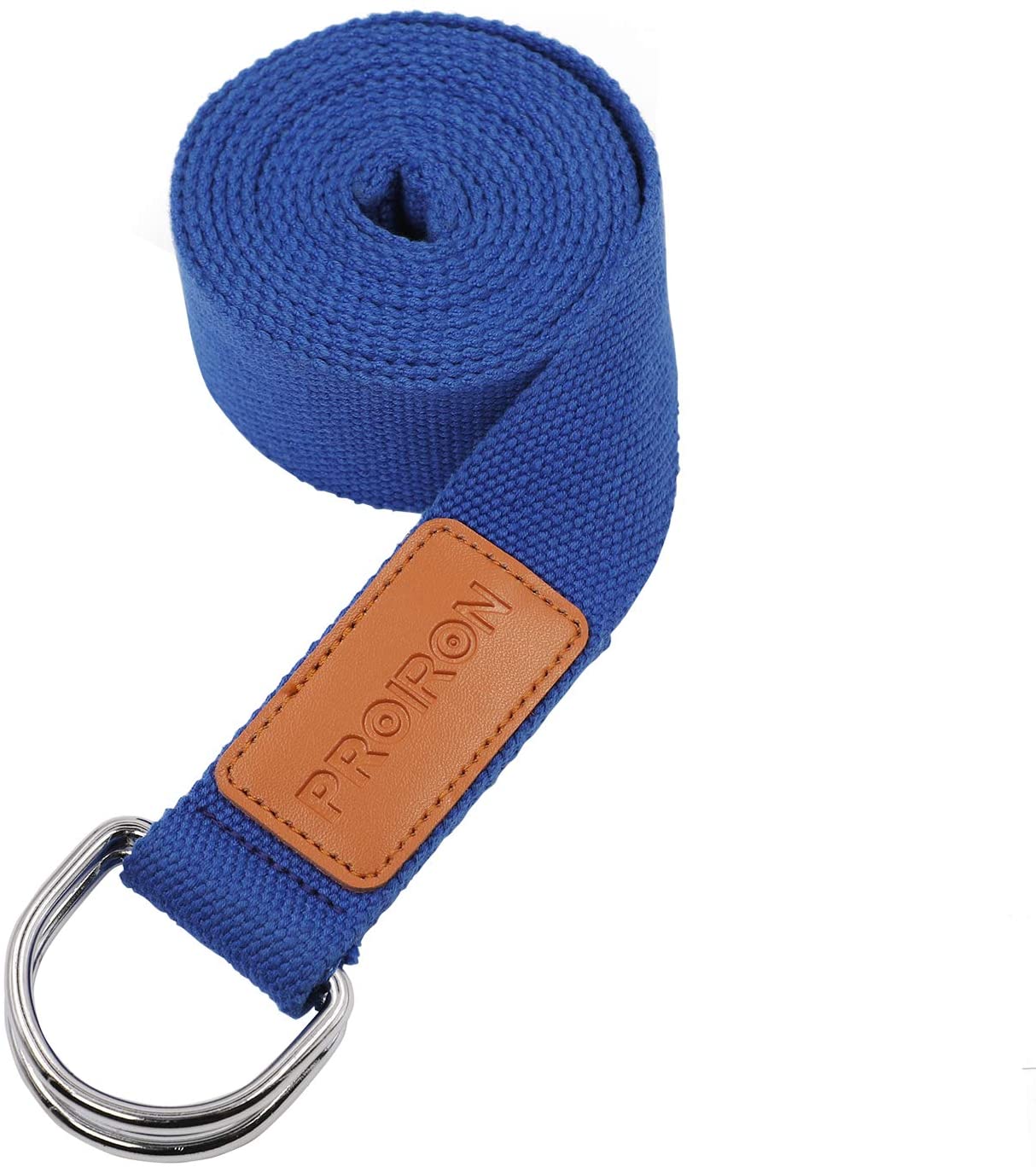 Proiron - Correa de yoga ajustable con hebilla en forma de D para yoga, para fitness, flexibilidad, estiramiento, yoga, pilates, terapia física, 12 pies, correa de algodón resistente
