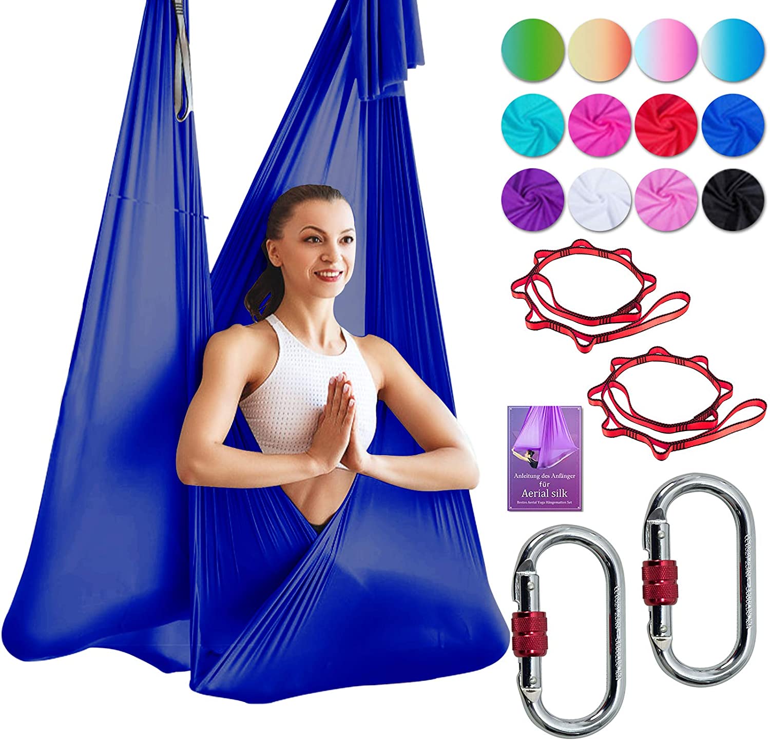 DASKING Deluxe - Juego de hamaca para yoga (16.4 ft, incluye anillo tórico, tela y guía)