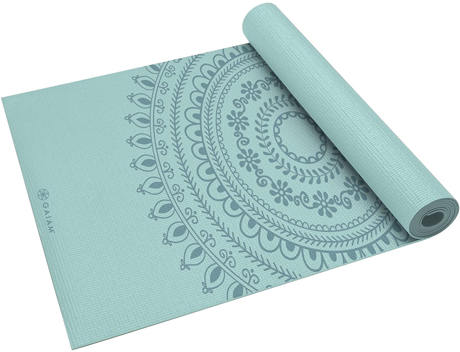 Gaiam - Tapete de yoga estampado y extragrueso de 6mm, de primera calidad, para todo tipo de yoga, pilates y ejercicios en el suelo (68 pulgadas de largo x 24 pulgadas de ancho x 6mm de grosor)