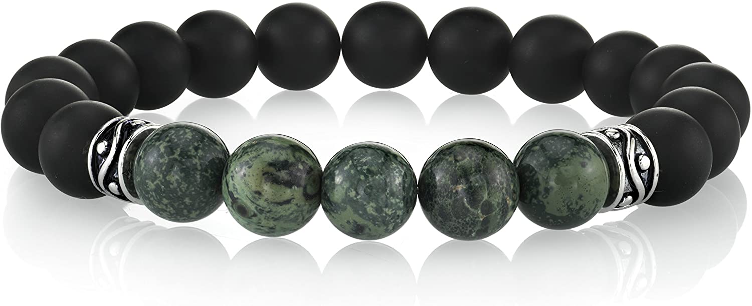 Spartan - Pulsera de cuentas para hombre con cuentas de plata de ley 925, ajustable, disponible en