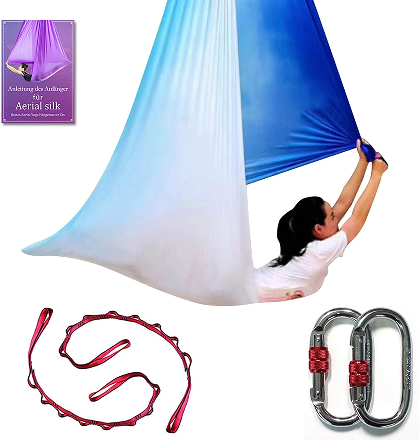 DASKING Deluxe - Juego de hamaca para yoga (16.4 ft, incluye anillo tórico, tela y guía)