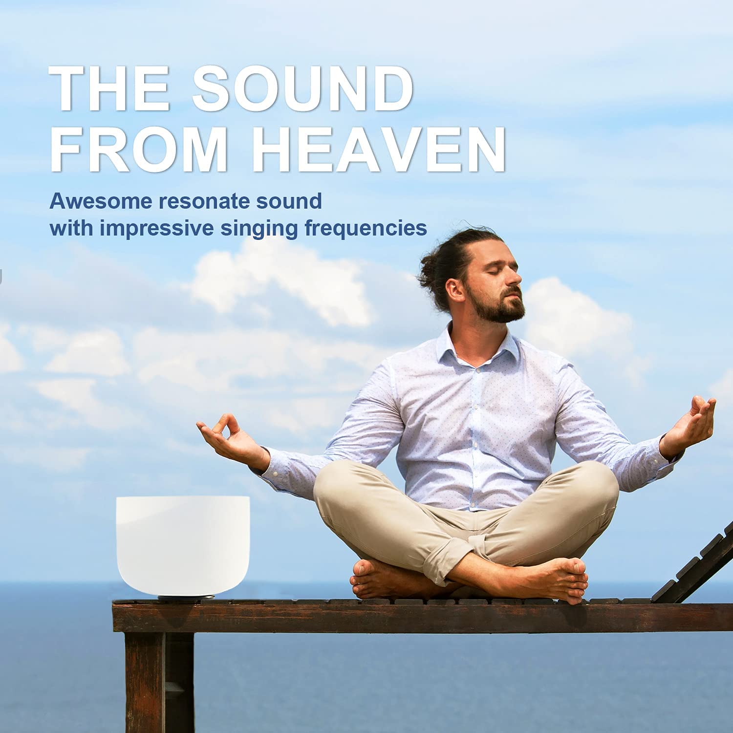 CVNC Tazón de cristal de cuarzo esmerilado (a note), 8 in, incluye mazo y junta tórica para meditación y terapia de sonido