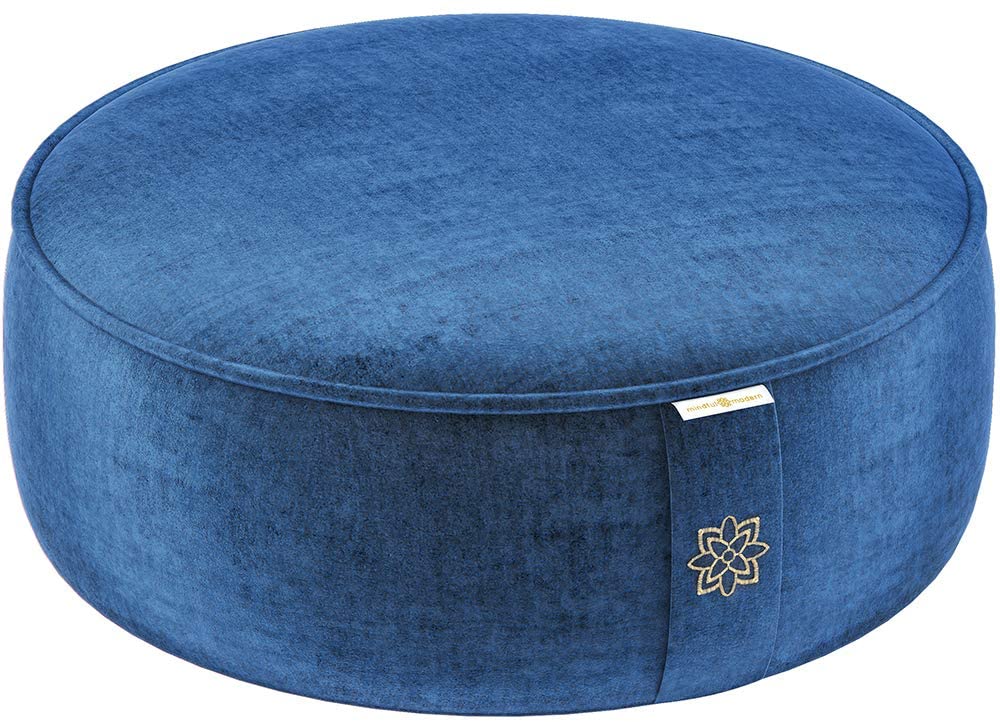 Cojín de meditación de terciopelo Mindful and Modern – Almohada de lujo Zafu para yoga – Almohada grande de meditación de trigo sarraceno con funda extraíble de lujo en seis colores
