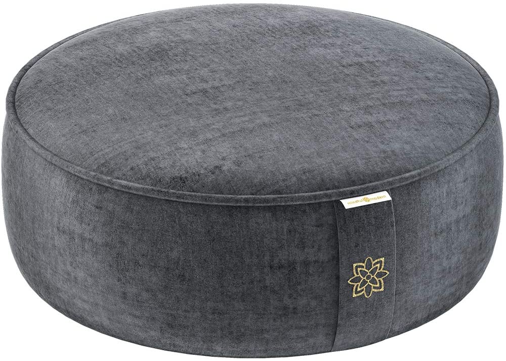 Cojín de meditación de terciopelo Mindful and Modern – Almohada de lujo Zafu para yoga – Almohada grande de meditación de trigo sarraceno con funda extraíble de lujo en seis colores