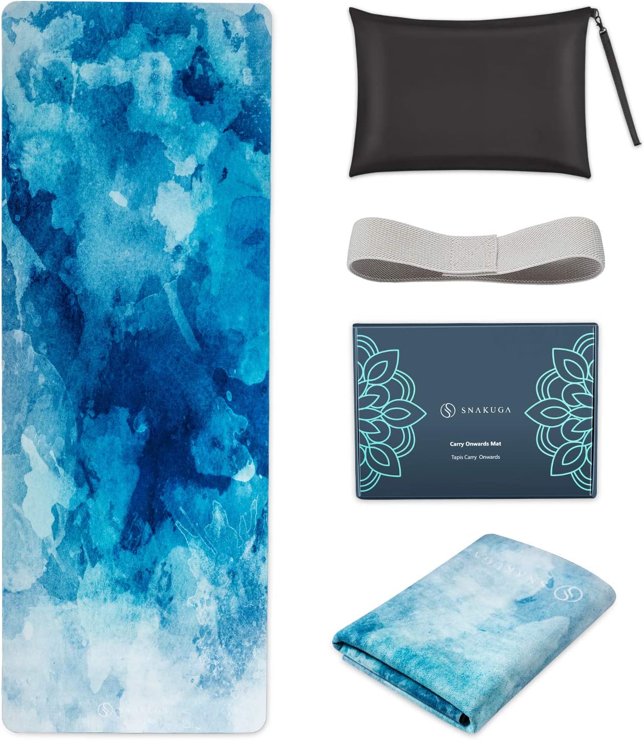 Esterilla de yoga SNAKUGA, esterilla de ante antideslizante con bolsa de transporte, esterilla de fitness multiusos con superficie antidesgarro de alta densidad para mujeres, ideal para entrenamiento de pilates (72