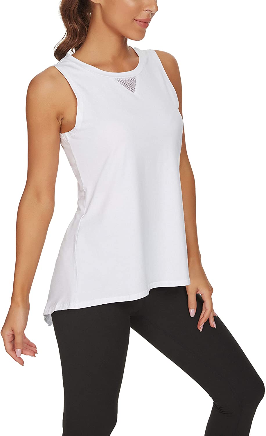 Custer's Camisas de entrenamiento nocturno para mujer, camisetas de yoga atléticas, sin mangas para correr
