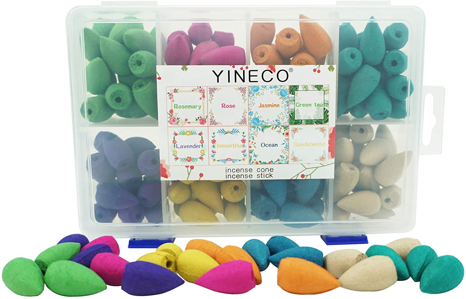 140 conos de incienso de cascada con 8 aromas naturales mixtos de reflujo de incienso ideal para spa, yoga, meditación, aromaterapia