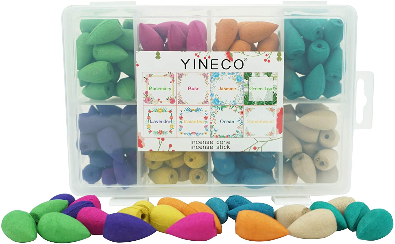 140 conos de incienso de cascada con 8 aromas naturales mixtos de reflujo de incienso ideal para spa, yoga, meditación, aromaterapia