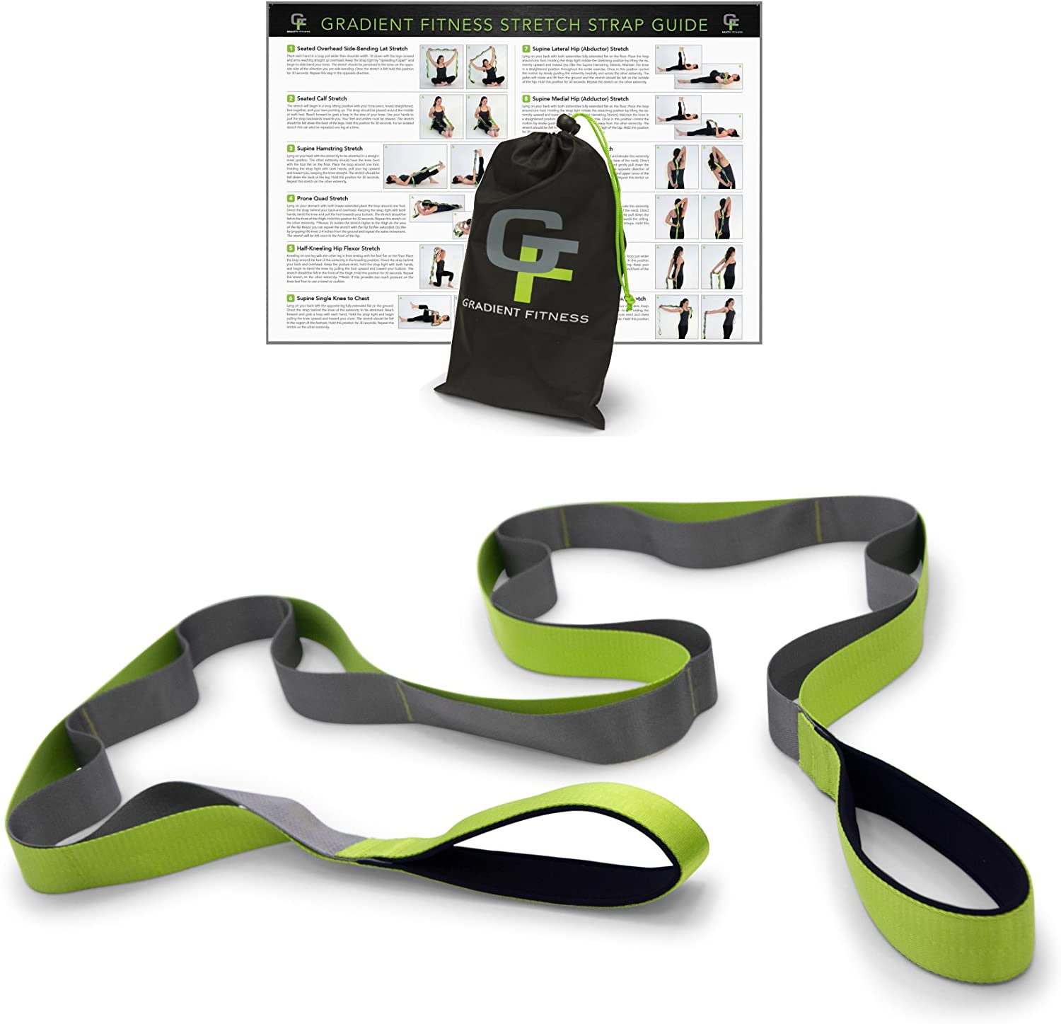 Gradient Fitness - Correa elástica de alta calidad, asas acolchadas de neopreno, 12 bucles, 1.5