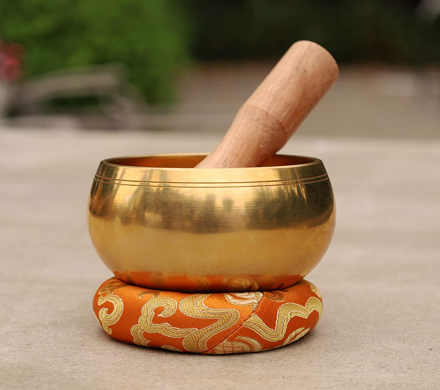 DharmaObjects - Juego de cojines tibetanos para meditación con diseño de gong