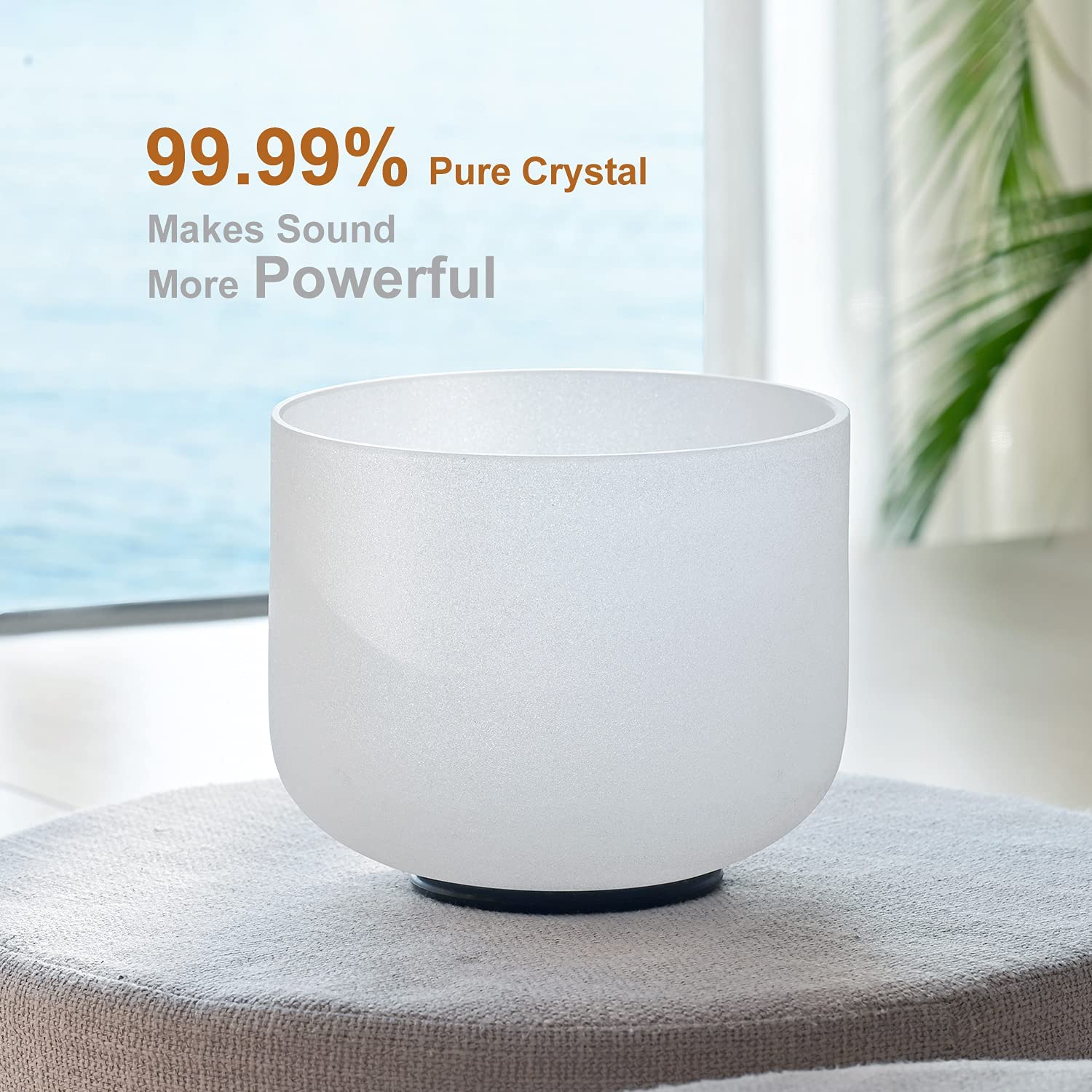 CVNC Tazón de cristal de cuarzo esmerilado (a note), 8 in, incluye mazo y junta tórica para meditación y terapia de sonido