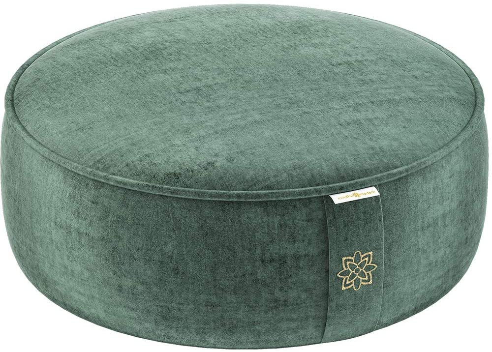 Cojín de meditación de terciopelo Mindful and Modern – Almohada de lujo Zafu para yoga – Almohada grande de meditación de trigo sarraceno con funda extraíble de lujo en seis colores